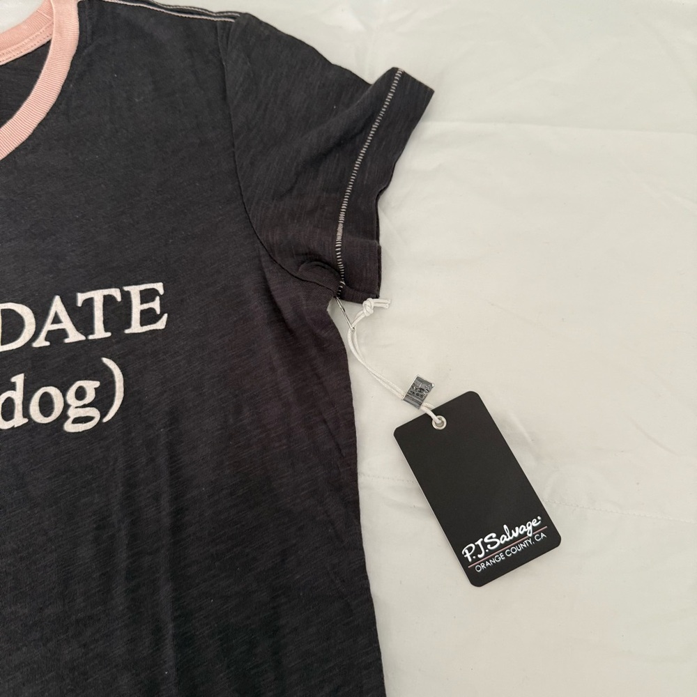 P.J. Salvage Womens I Have A Date with my dog Pajama Sleep T-shirt Grey Size XS - Picture 6 of 13